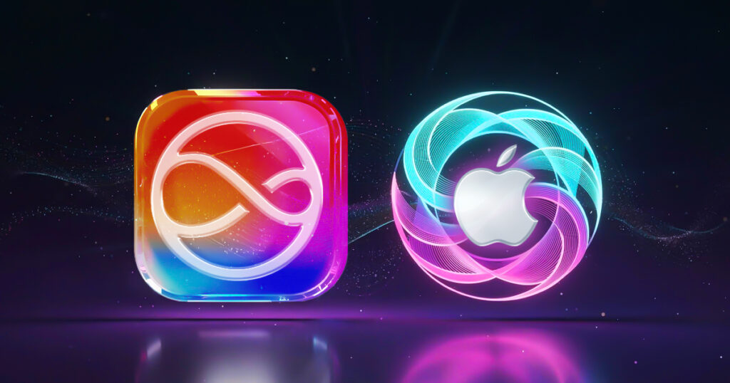 AI chatbot icon next to Apple Siri logo representing Apple’s upcoming Siri chatbot features and potential pricing model.