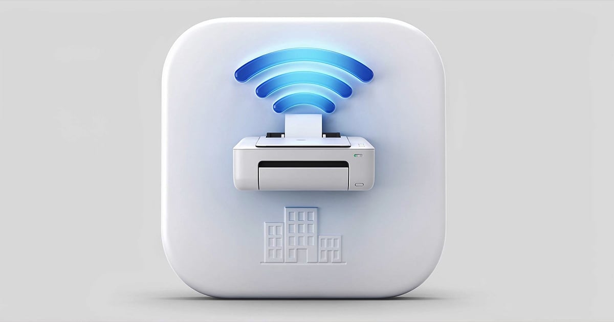 Wireless printer with WiFi signal icon representing Apple AirPrint enterprise printing