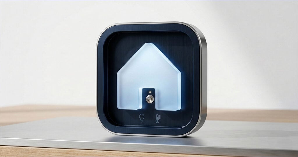 Smart home control icon interface representing connected home automation and device management