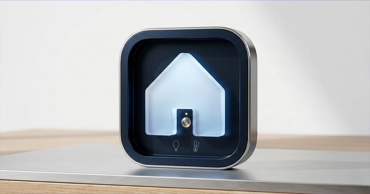 Smart home control icon interface representing connected home automation and device management
