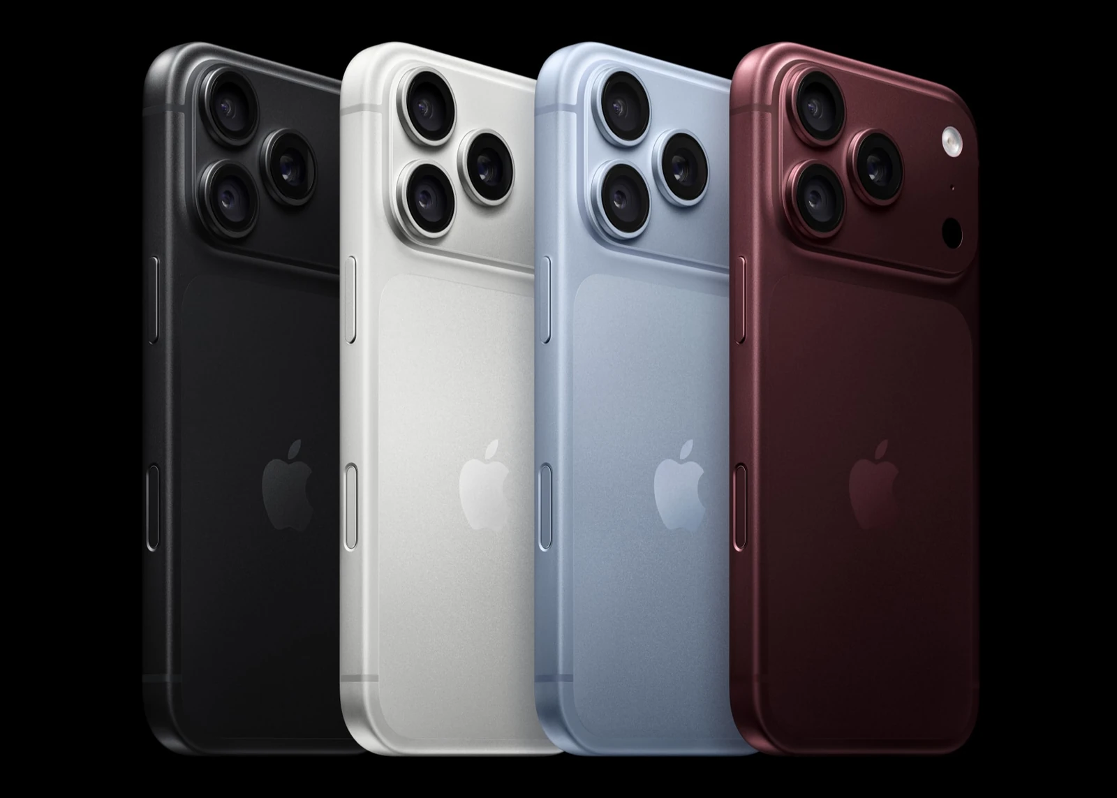 iPhone 18 Pro lineup in black, silver, glacier, and burgundy finishes