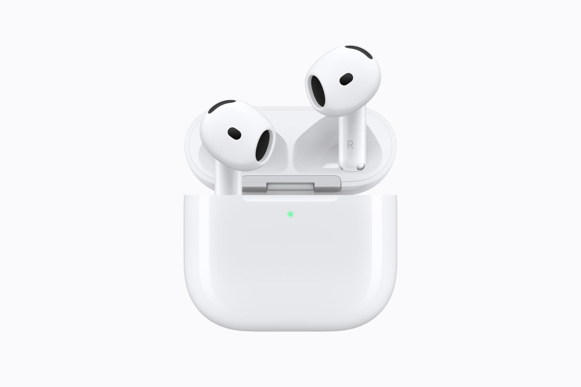 AirPods 5 earbuds with their charging case