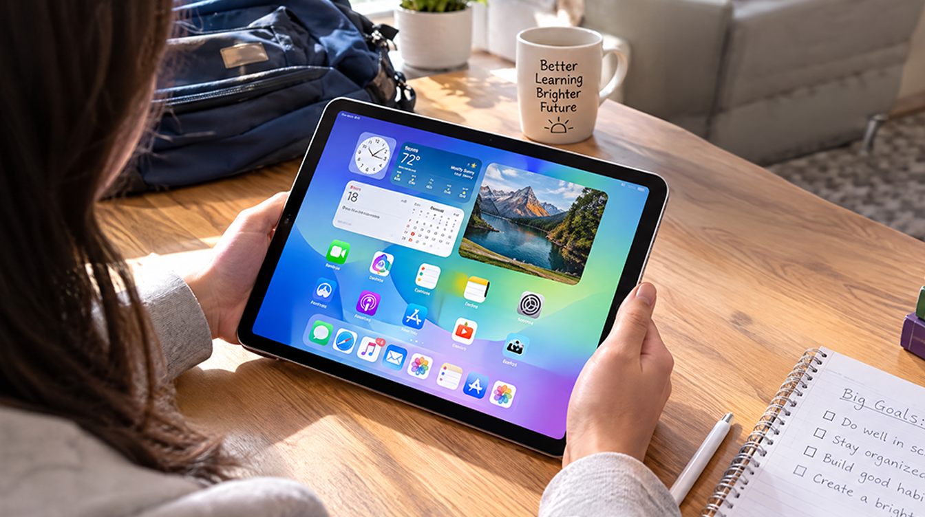 Hands writing notes on a tablet at a kitchen table, the everyday use behind the iPad A16 worth it question